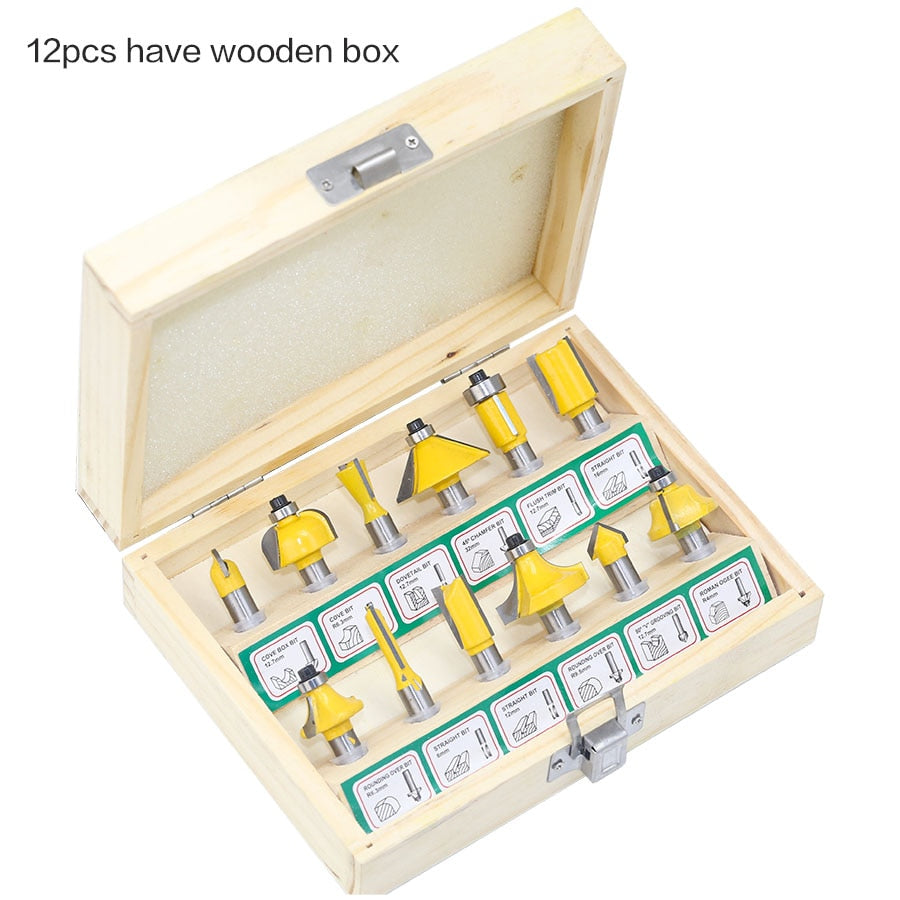 8mm Shank - Router Bit Set - 12 Pcs