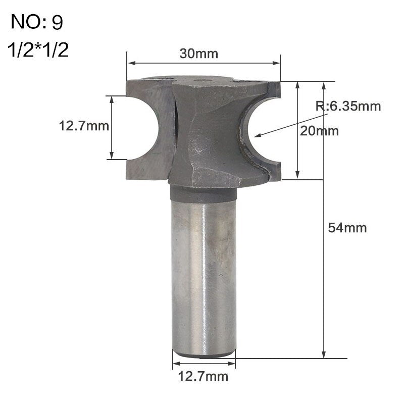 6.35mm - 12.7mm Shank - Half Round Side Cutter Bit Router Bit