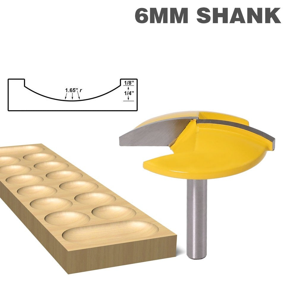 6mm Shank - Small Bowl Router Bit - 1-1/2" Radius - 1-3/4" Wide Router Bit