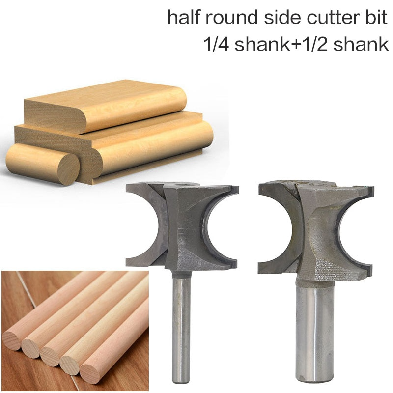 6.35mm - 12.7mm Shank - Half Round Side Cutter Bit Router Bit
