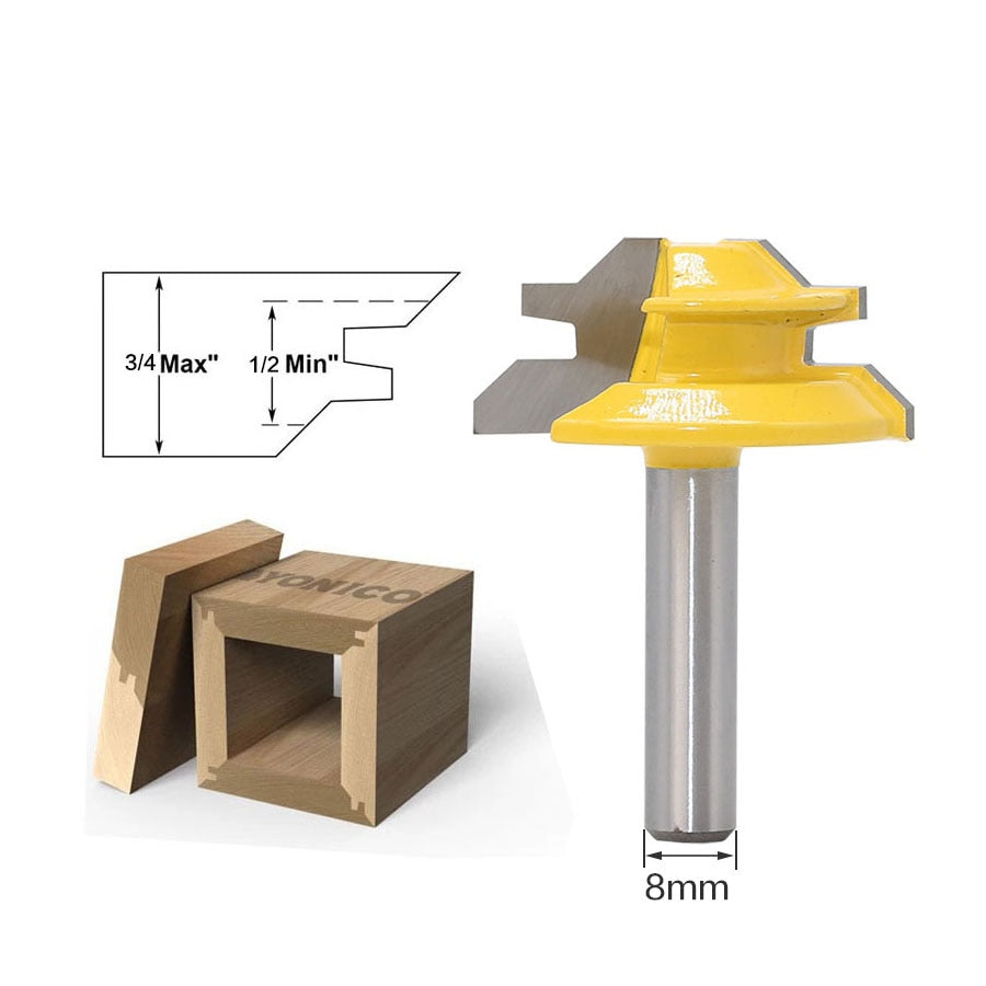 8mm Shank - 45 Degree Lock Miter Router Bit