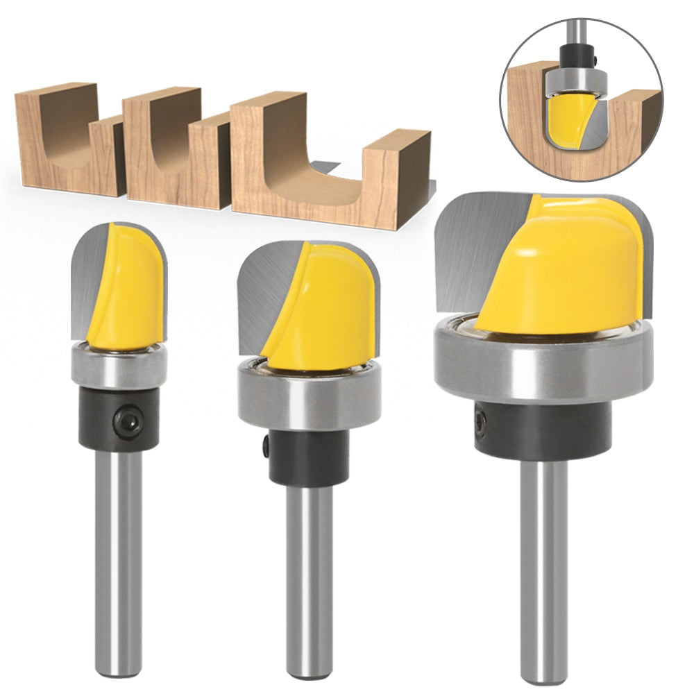 6mm or 6.35mm Shank -  1/2" , 3/4", 1-1/8" Diameter Bowl & Tray Template Router Bits