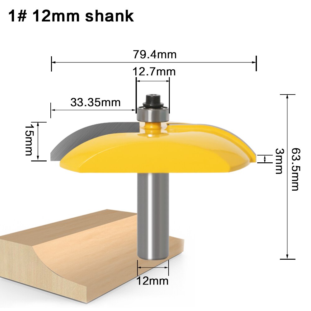12mm or 12.7mm Shank - Raised Panel Router Bit with Back cutter