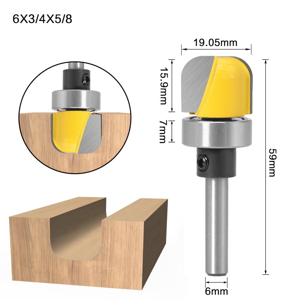 6mm or 6.35mm Shank - Straight Router Bit with Bearing Hinge