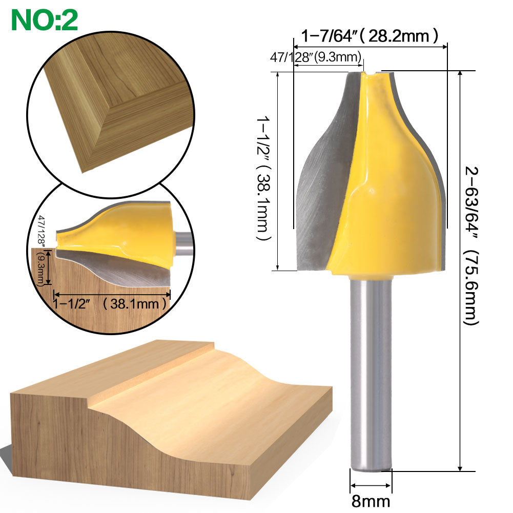 8mm Shank - Panel Raiser - Vertical - Ogee Bead Router Bit