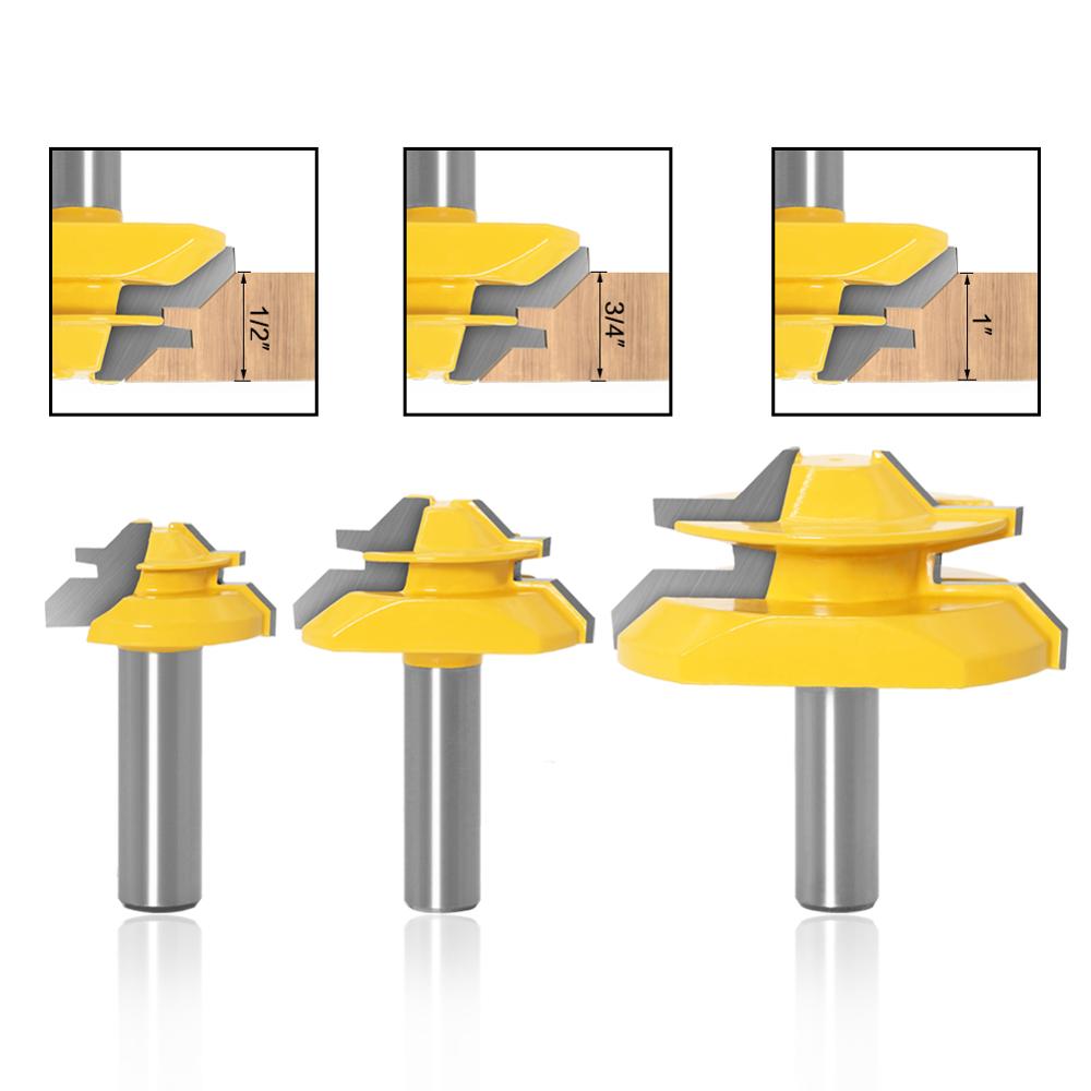 12mm or 12.7mm Shank -  45 Degree Glue Joint Router Bits - Lock Miter