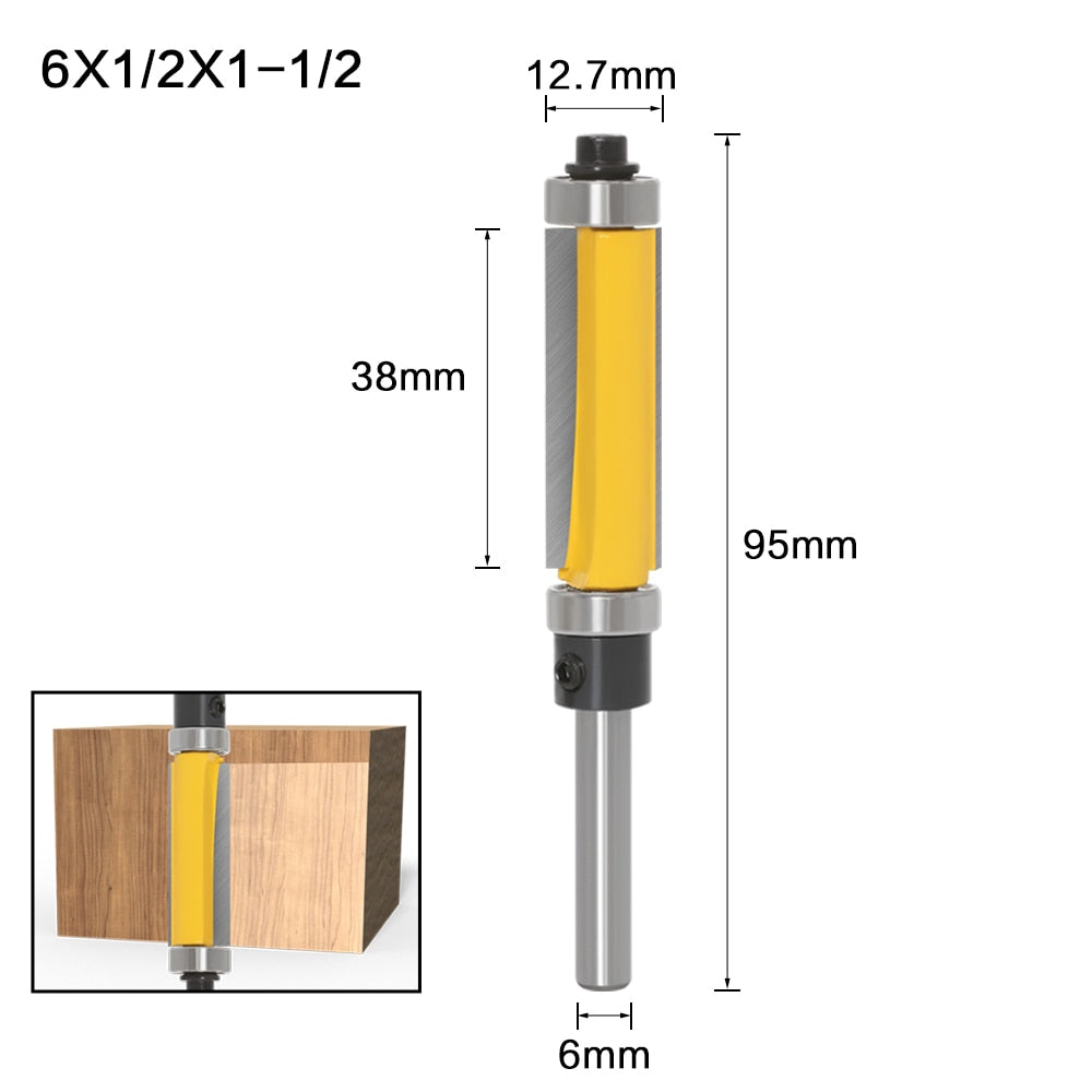 6mm or 6.35mm Shank - Template/Trim Router Bit, with 2" Long Routing Cutters