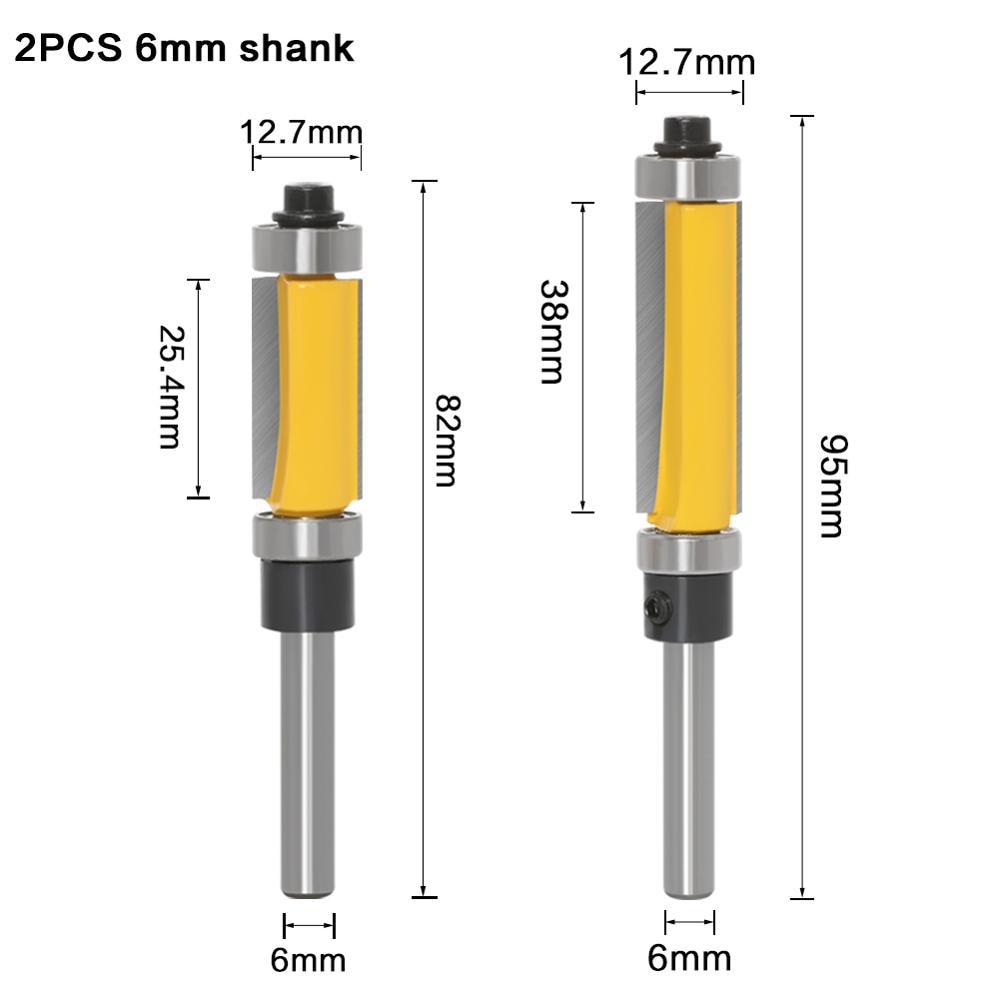 6mm or 6.35mm Shank - Template/Trim Router Bit, with 2" Long Routing Cutters