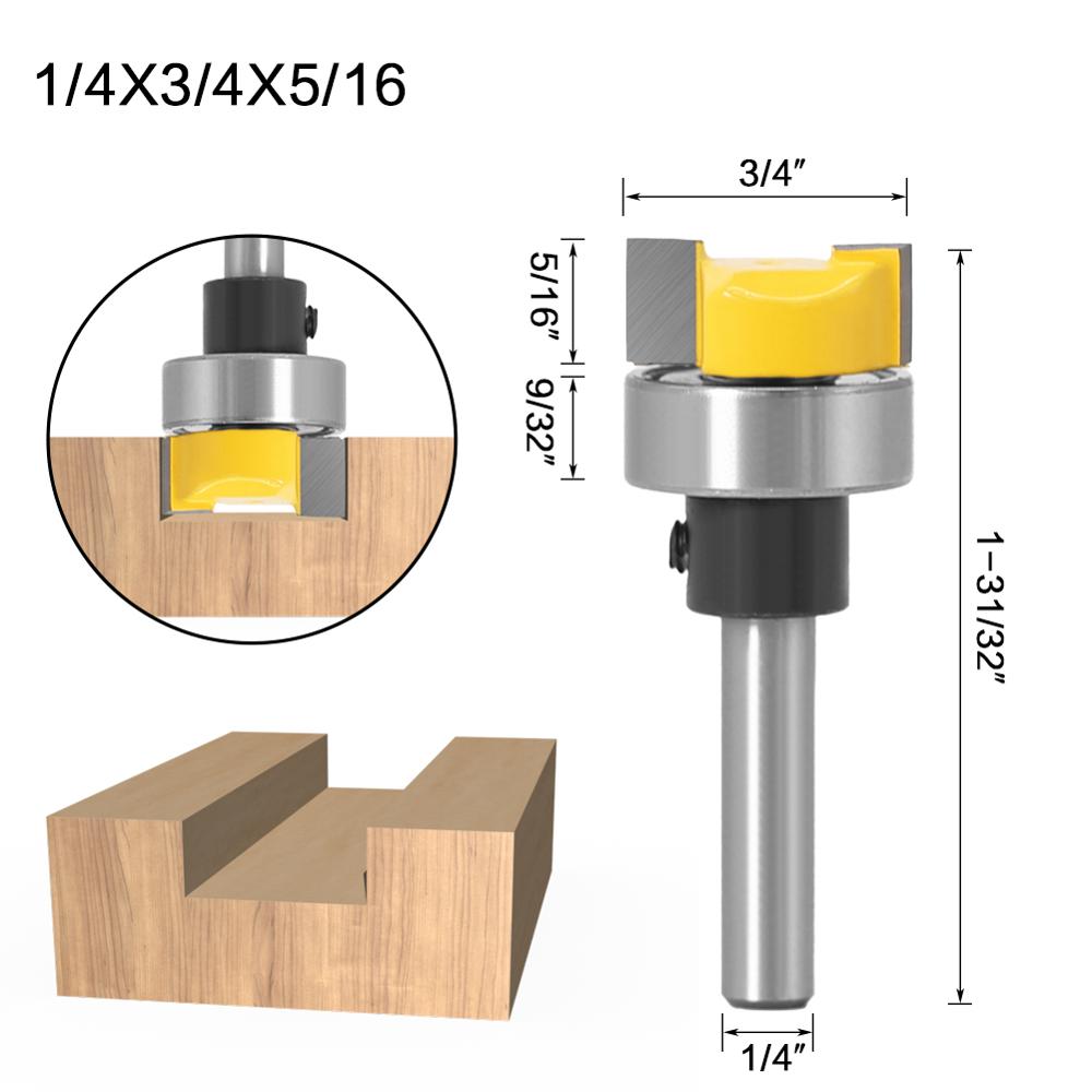 6mm or 6.35mm Shank - Straight Router Bit with Bearing Hinge