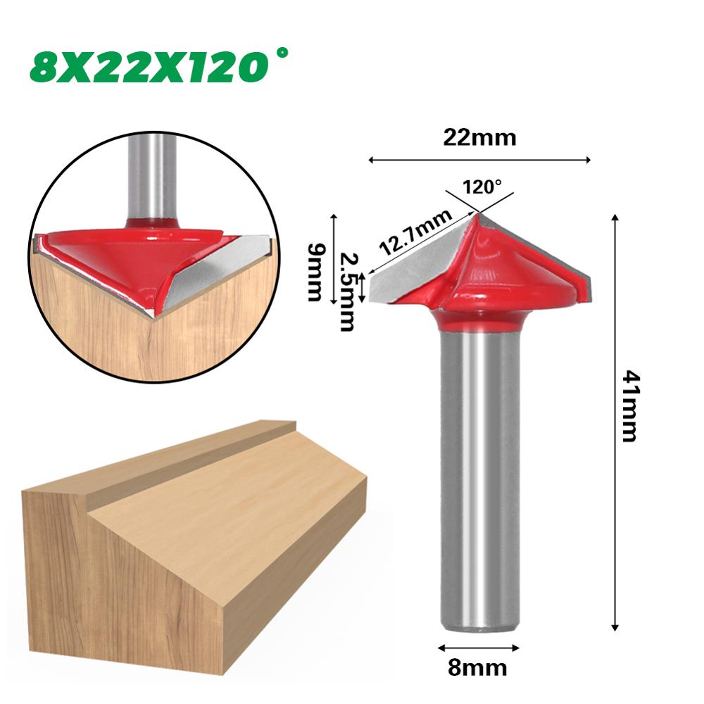 8mm Shank -  V End Mill 3D Router Bits for 60, 90, 120, 150 Degrees