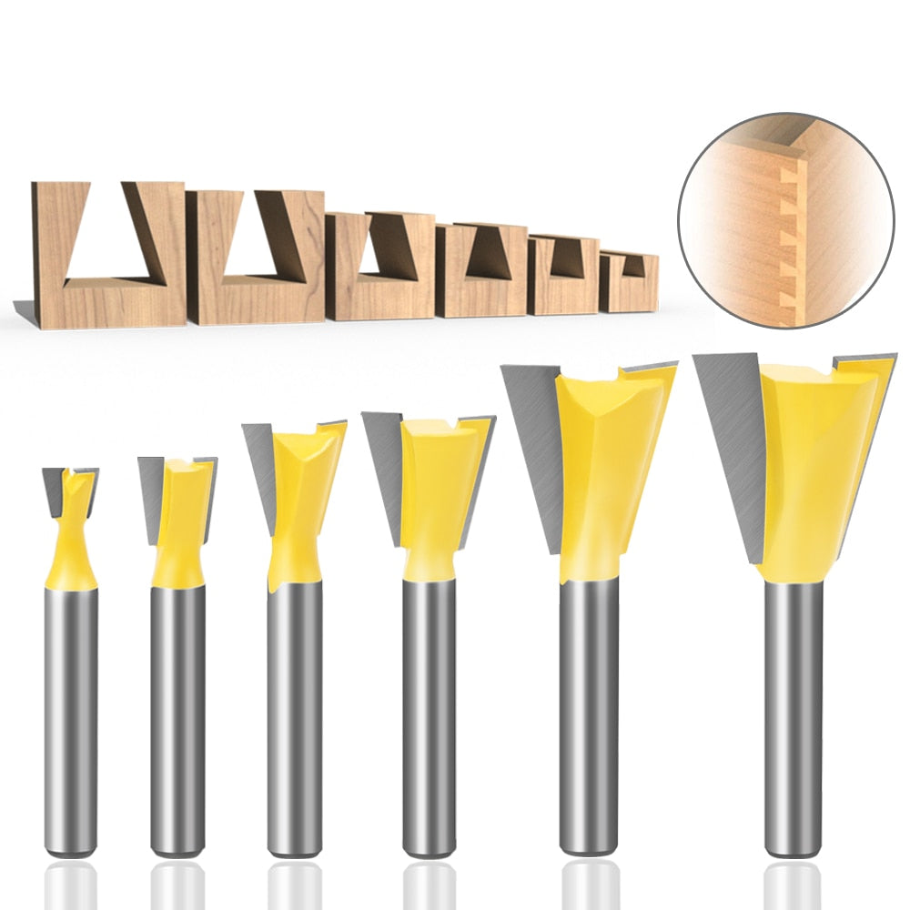 6mm or 6.35mm Shank - Dovetail Joint Router Bits Set