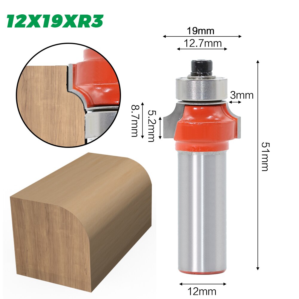 12mm Shank - Corner Round Over Router Bit with Bearing