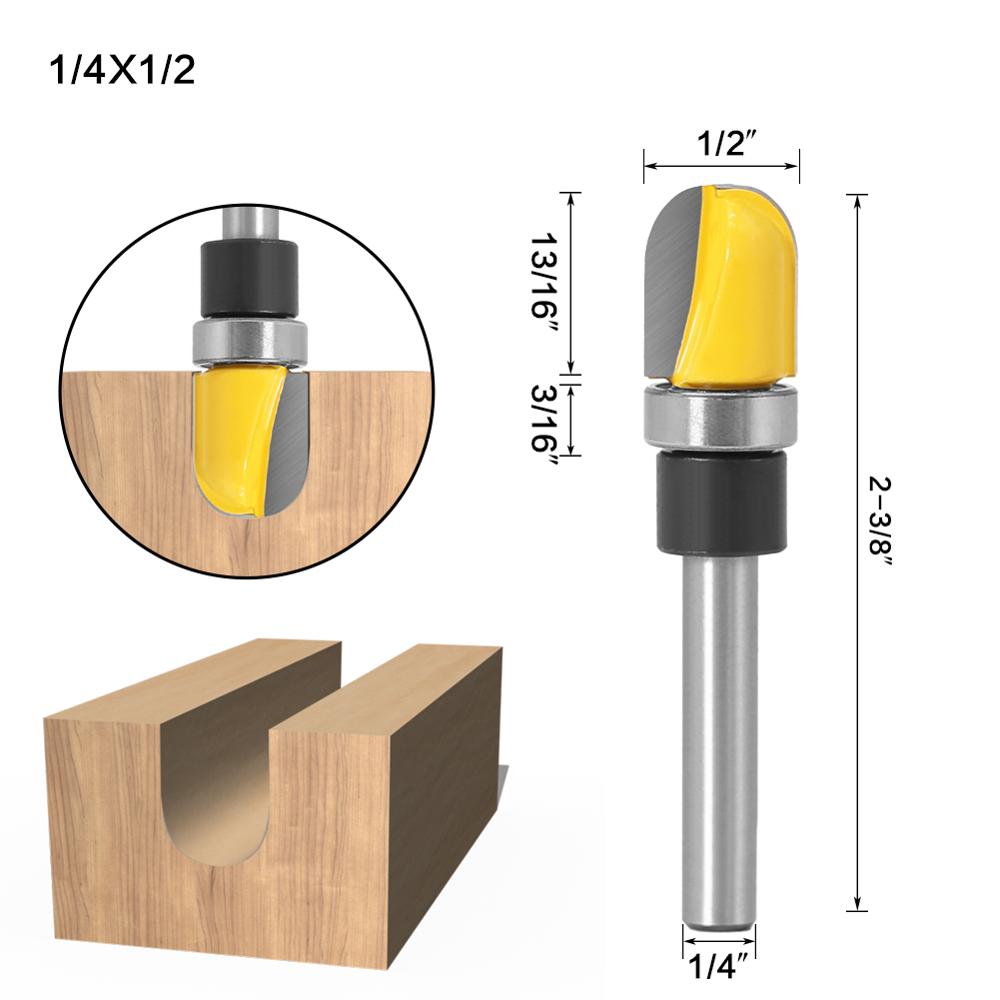 6mm or 6.35mm Shank - Straight Router Bit with Bearing Hinge