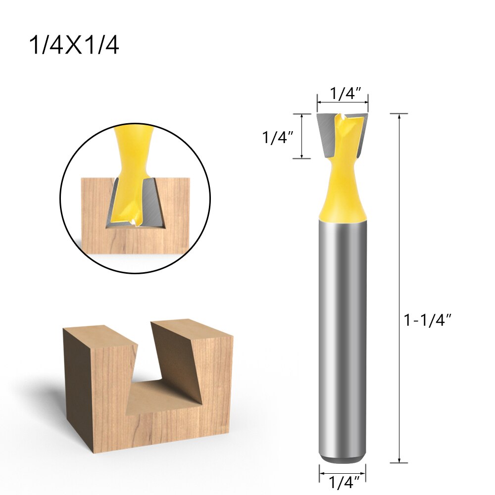 6mm or 6.35mm Shank - Dovetail Joint Router Bits Set