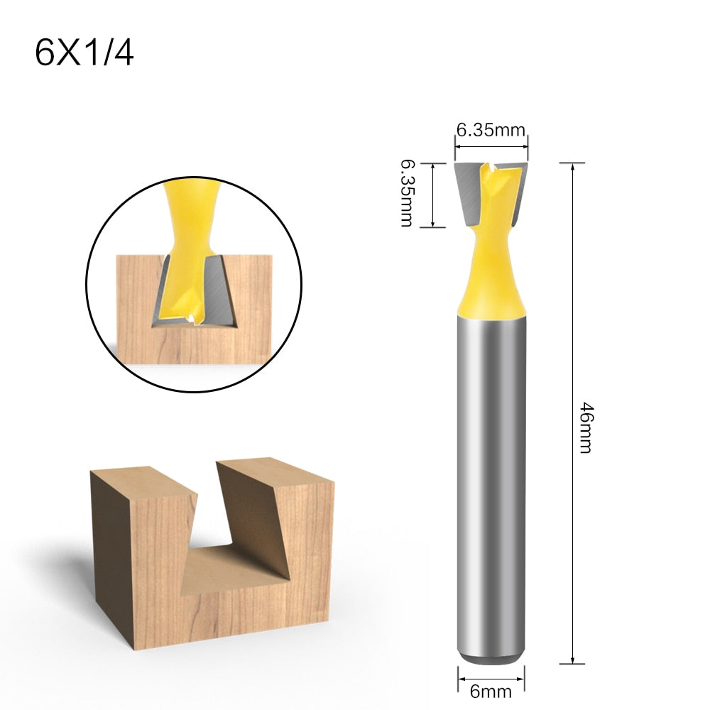 6mm or 6.35mm Shank - Dovetail Joint Router Bits Set