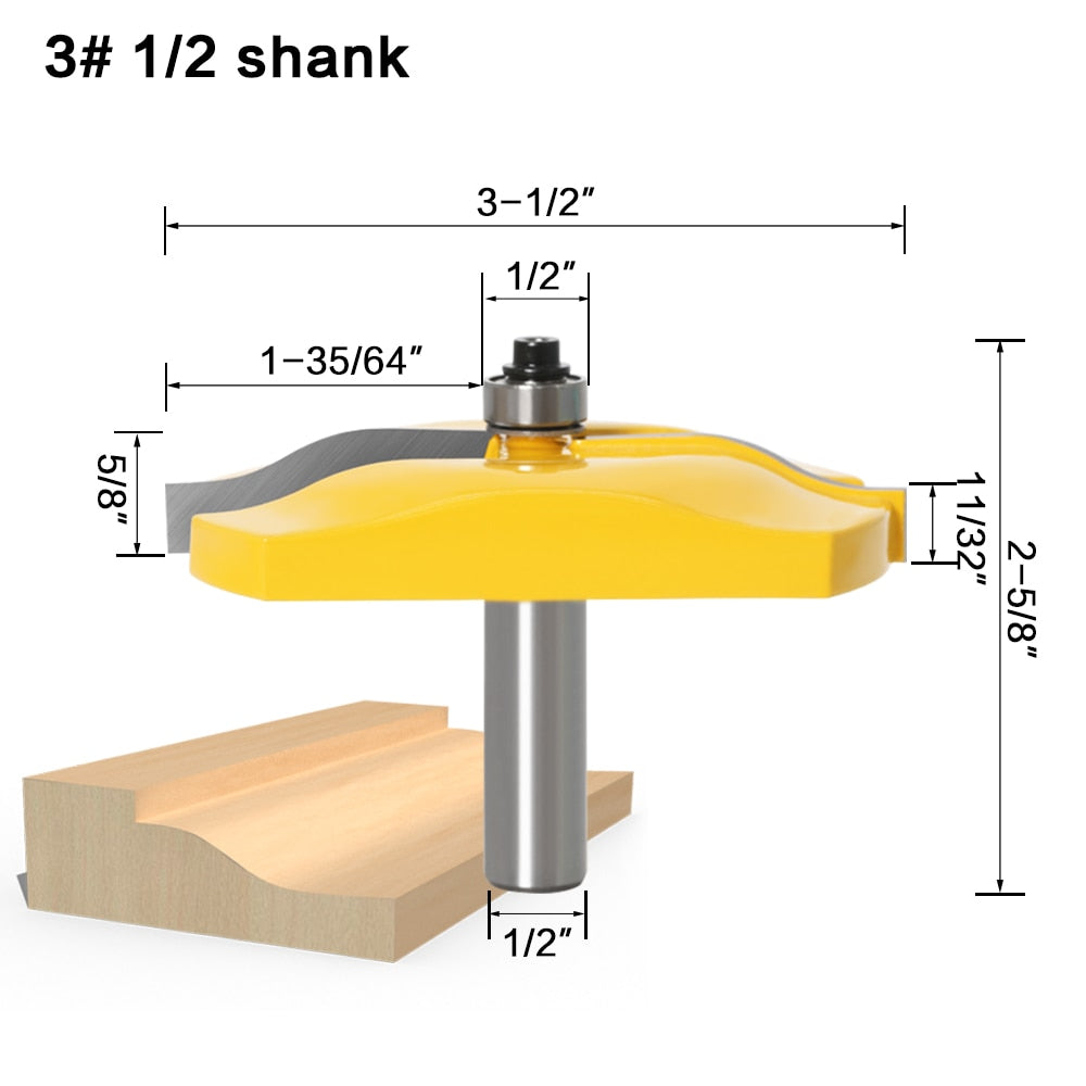 12mm or 12.7mm Shank - Raised Panel Router Bit with Back cutter