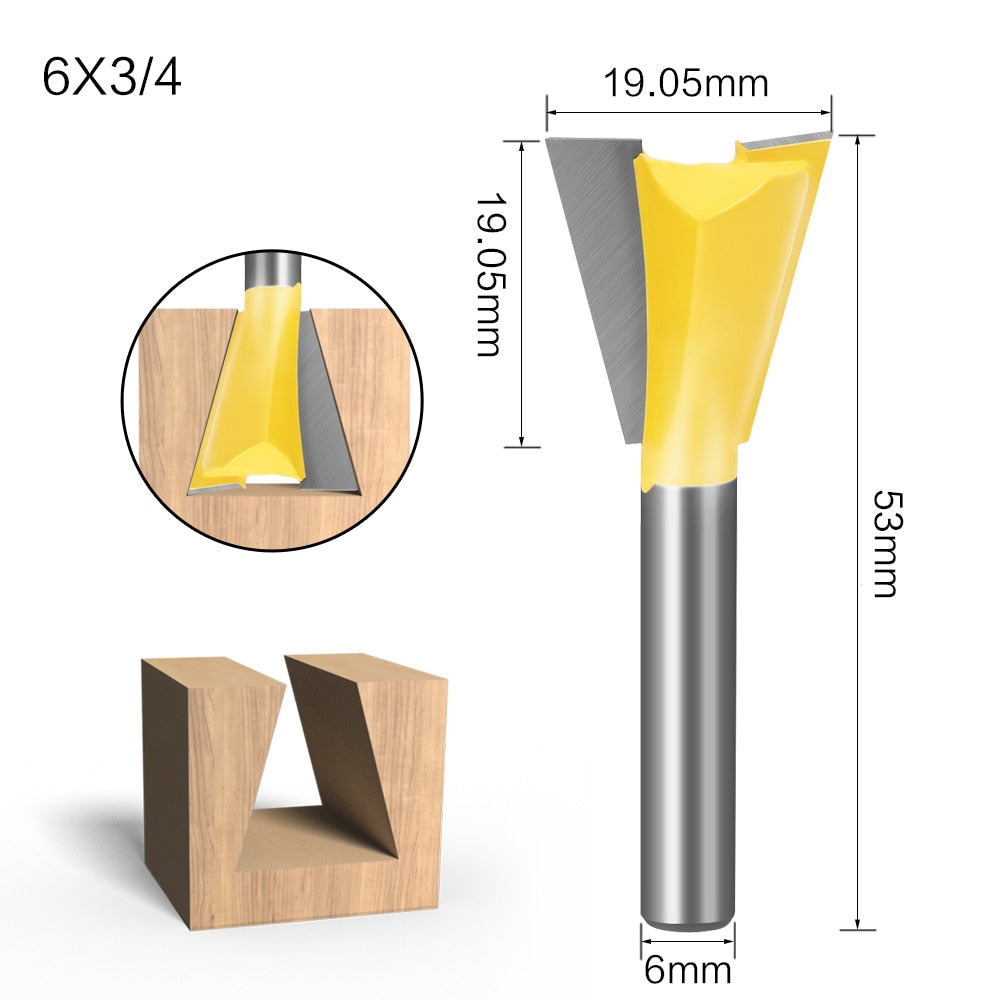 6mm or 6.35mm Shank - Dovetail Joint Router Bits Set