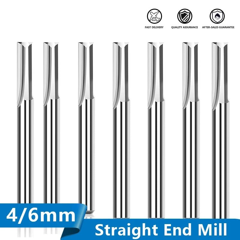 4mm or 6mm Shank - Flute Straight End Mill