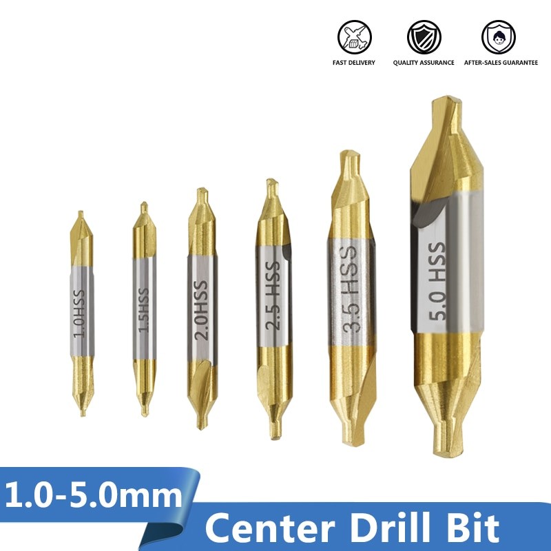 HSS TiN Coated Center Drill Bit Set  1.0mm - 5.0mm