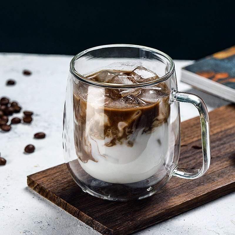 Double Walled Glass Coffee Cups - Emerald Seaside